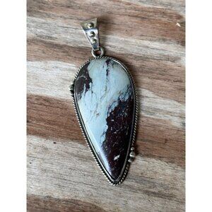 Aztec Lapis Sterling Silver Pendant With Artistic Brown & Cream Veining 2 Inch